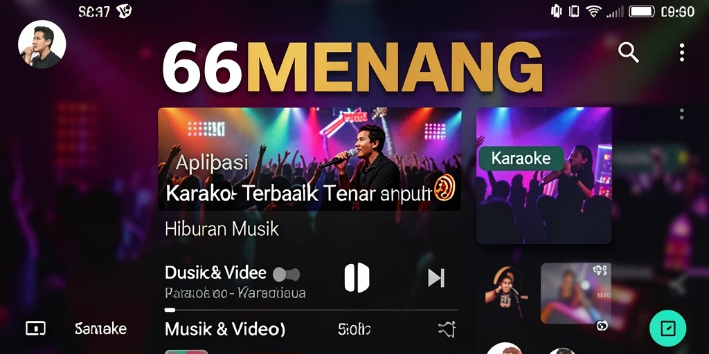 Tampilan antarmuka aplikasi Karaoke 66MENANG yang menarik dan interaktif.