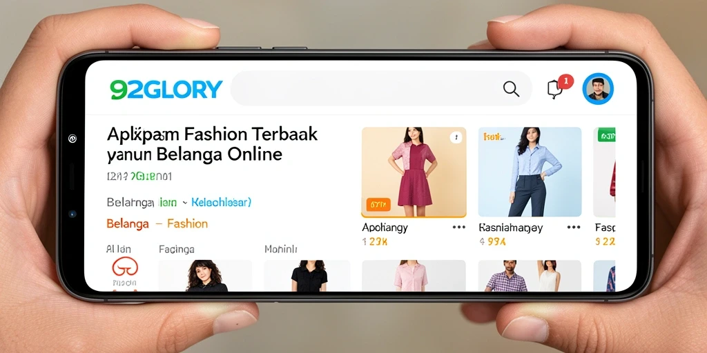 Screenshot 92GLORY menampilkan antarmuka yang user-friendly dan berbagai produk fashion.