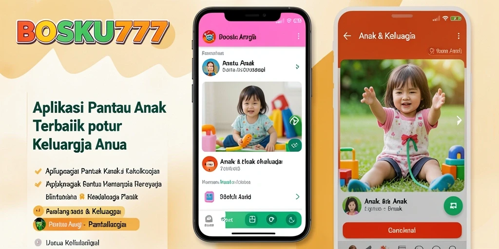 Screenshot aplikasi BOSKU777 menampilkan fungsi pemantauan anak yang canggih.