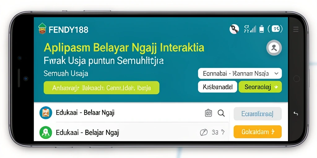 Antarmuka aplikasi FENDY188 untuk belajar ngaji dengan berbagai fitur menarik.