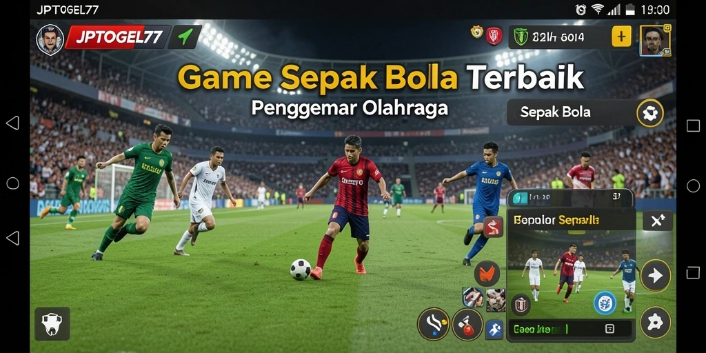 Tampilan antarmuka permainan Sepak Bola yang menarik dan interaktif.