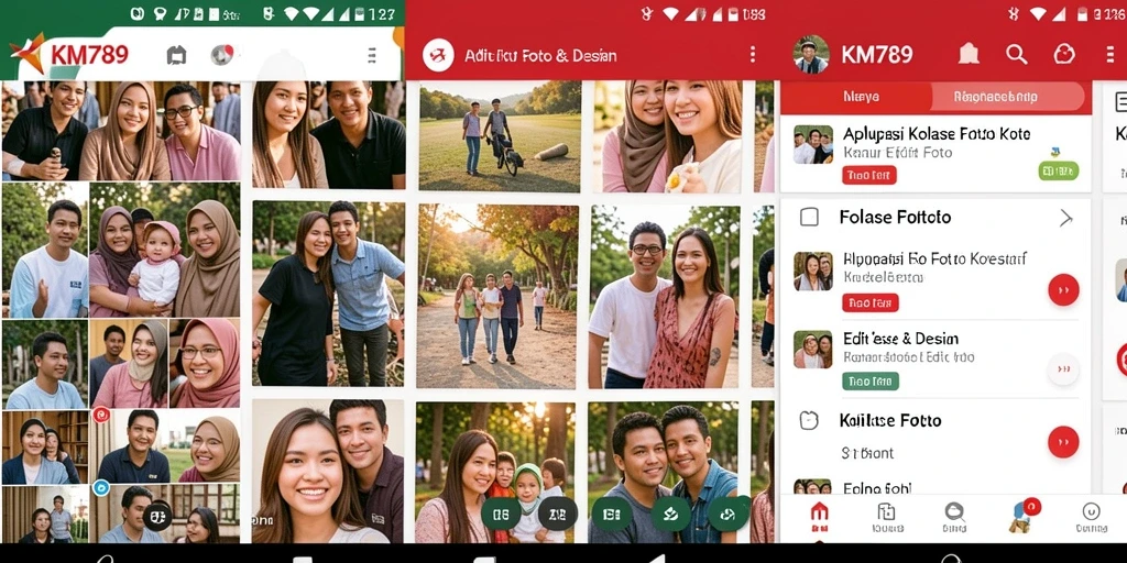 Tampilan antarmuka KM789 dengan fitur Kolase Foto yang lengkap.