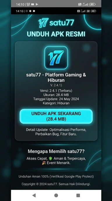 Unduh dan Instal APK satu77 untuk Android Indonesia