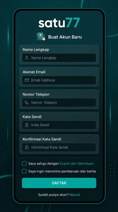 Cara Registrasi Akun Baru satu77 Mudah dan Cepat